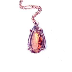 Orange crystal necklace copper plated autumn themed jewelry handmade jewelry